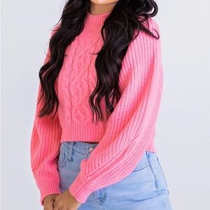 Karlie bright pink cropped sweater